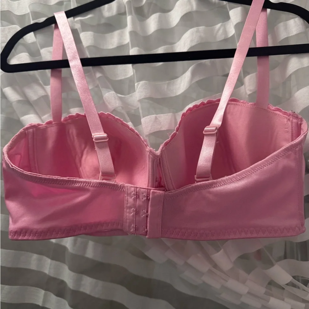 Pink Embroidered Bra — Supportive Sweetheart Silhouette - Picture 5 of 9